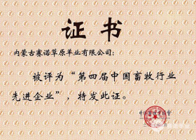 第四屆中國畜牧行業(yè)先進企業(yè)
